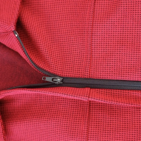 Karen Scott Zip Up Jacket Size:L Color:Red Houndstooth - Picture 7 of 8